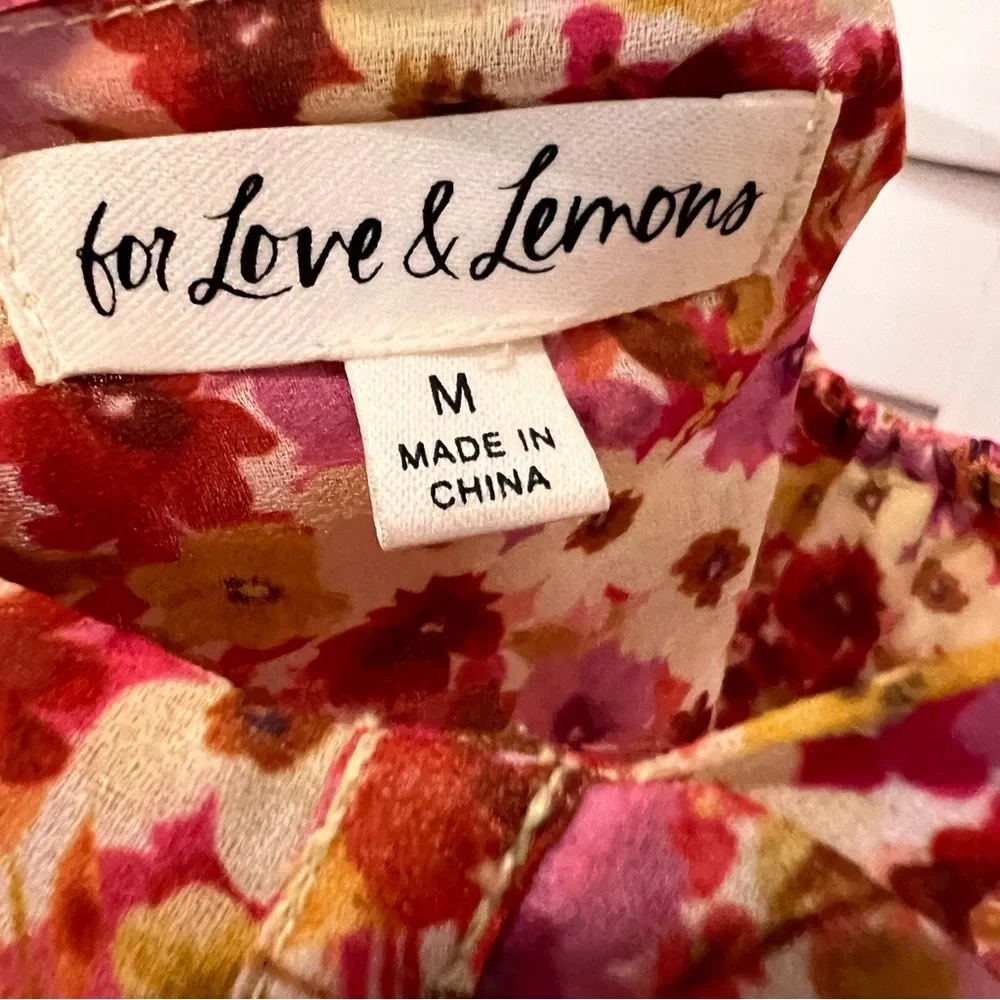 For Love and Lemons Floral Tie-Shoulder Mini Dress - Pink Floral - Picture 5 of 5